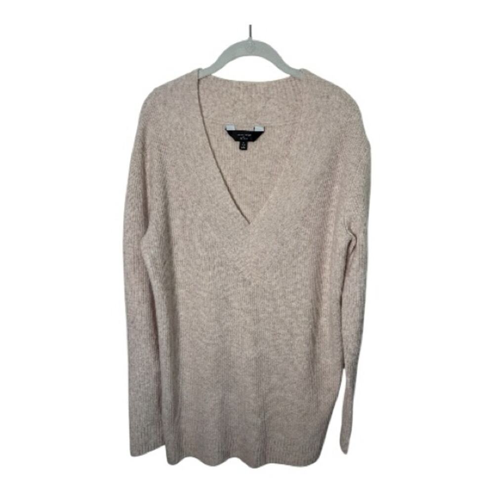 Revolve Cream V Neck Long Sleeve Wool Tunic Sweater Medium